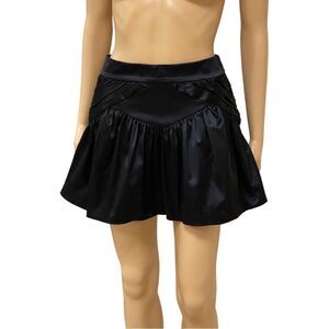 bcbgeneration Black Satin Fit and Flare Lined Mini Skirt w/ stich detail Size 8
